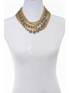 multi row chain and bead necklace