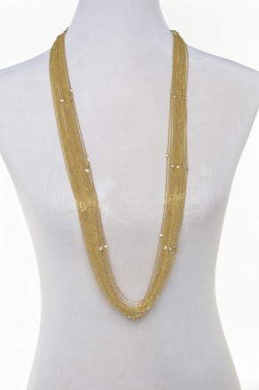 cascading multi chain w/ crystals necklace