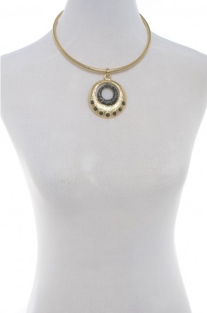 Pendant collar-gold/hematite