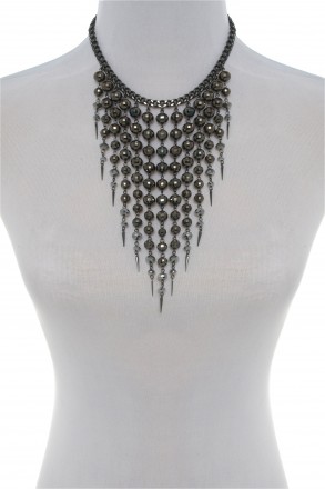 Cascading beaded bib necklace