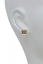 square stud earring-gold/hematite